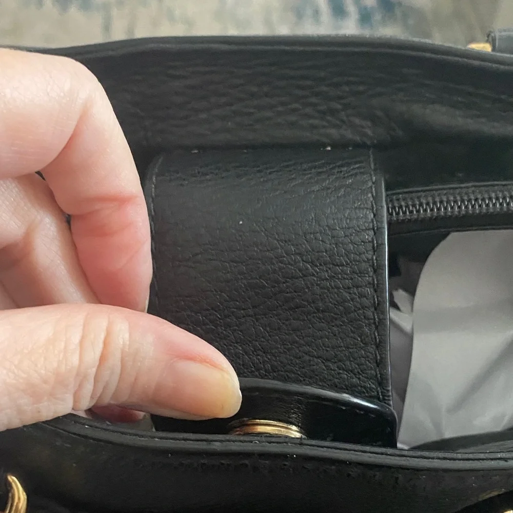 Michael Kors Black Leather Satchel with Gold Hardware